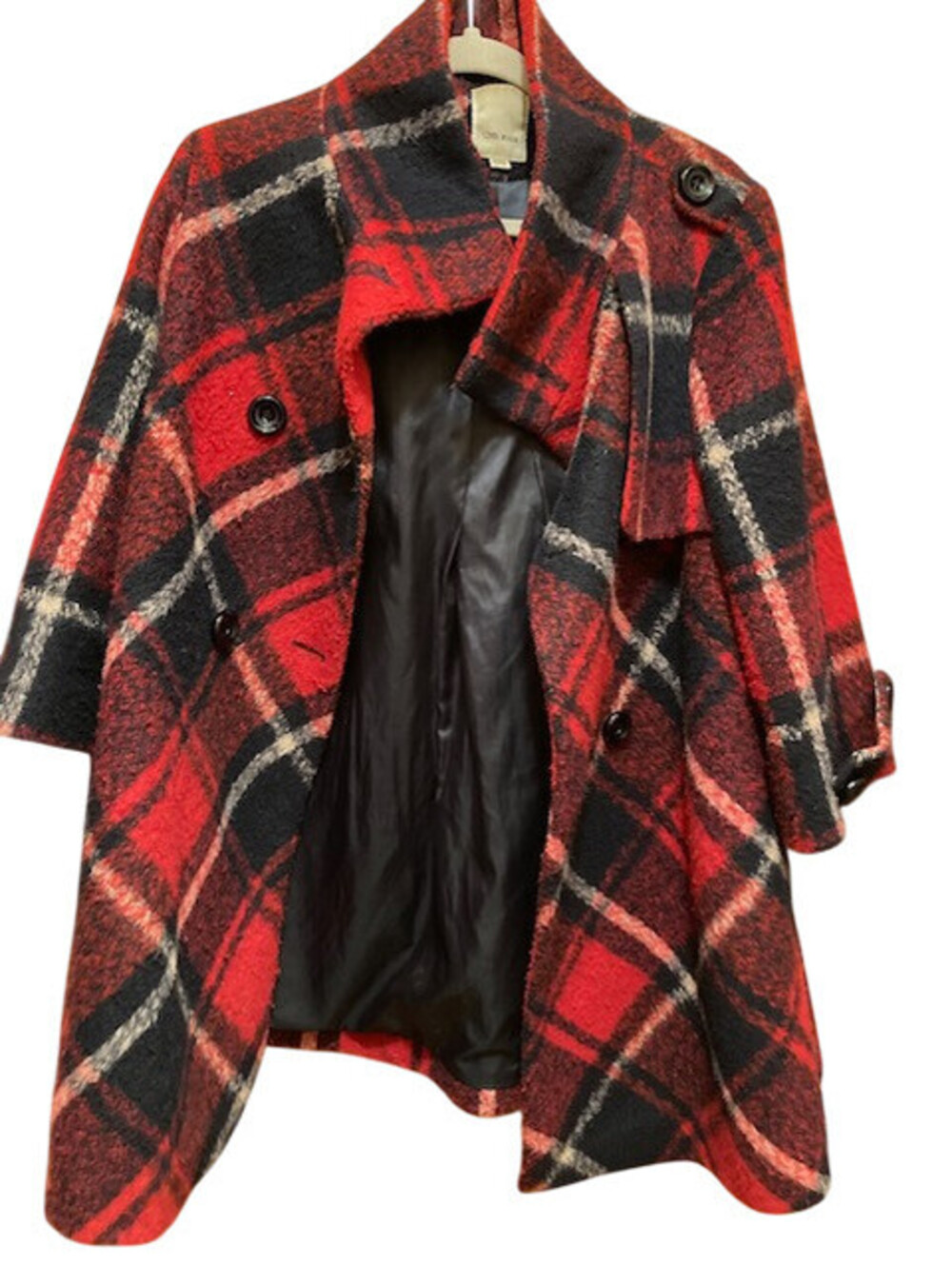 VTG CEREL VOGUE Red Black Plaid Peacoat - size M - Winter / Wool Blend / Unique